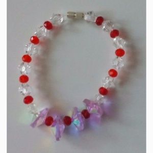 Handcrafted Plastic translucent Heart Bracelet 8"